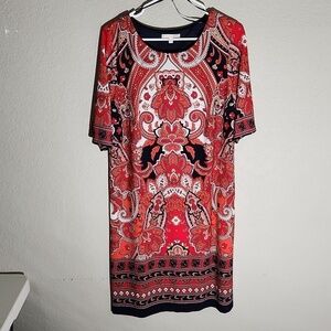 Signature Camryn Womens Dress Size 14 Bohemian Paisley Floral Boho Aztec